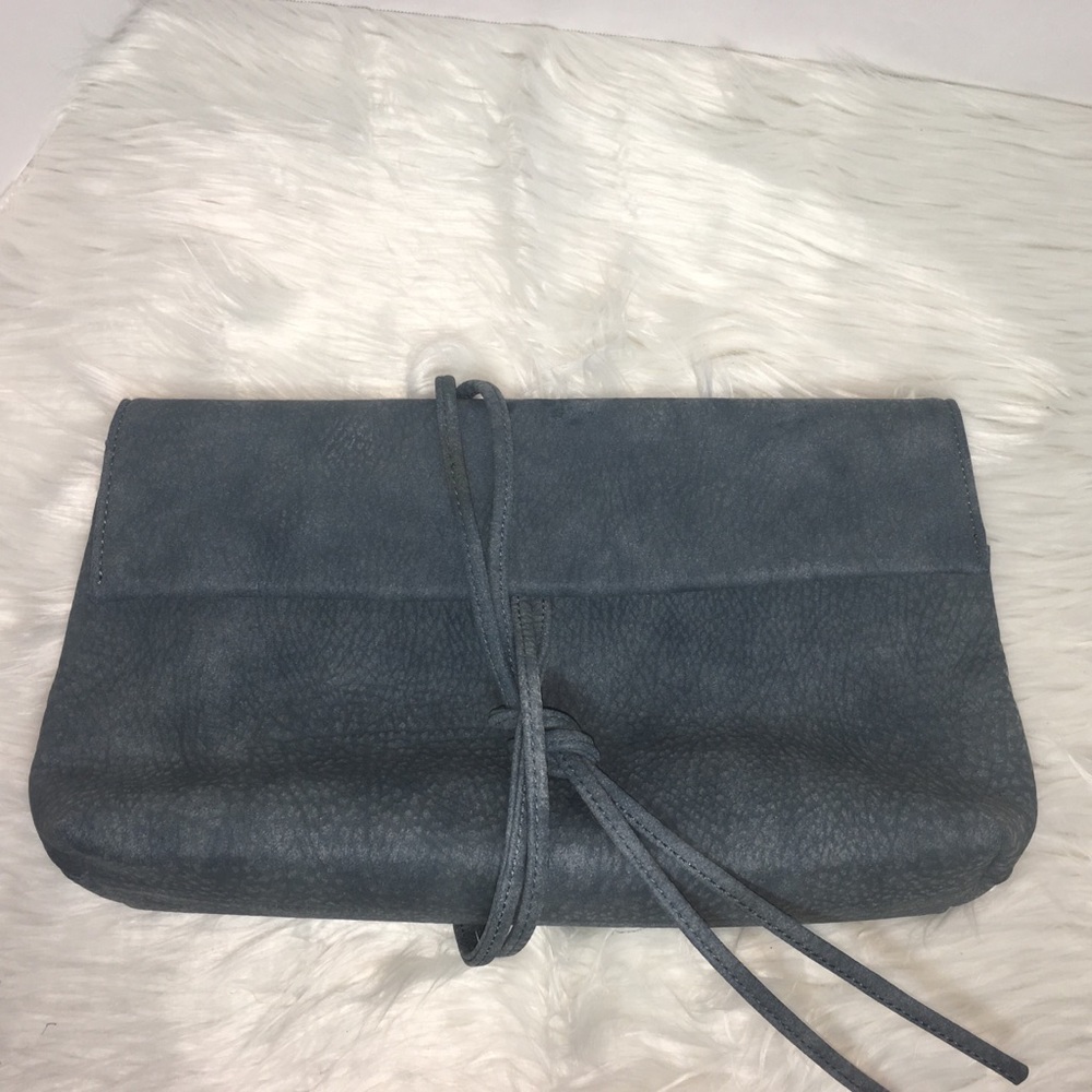 Lulu’s Blue Oversized Faux Suede Clutch
